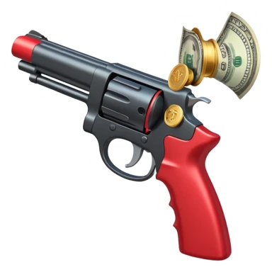 Dollars are pouring out of a red TikTok money-spinning gun sticker