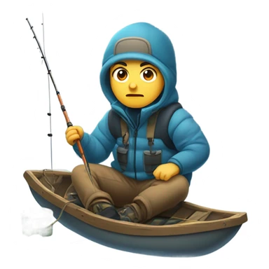 White teen ice fishing  sticker