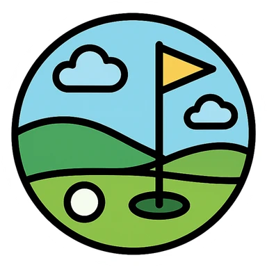 simple and iconic park golf course landscape icon sticker