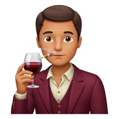 Man smoking cigarette drinking wine sticker