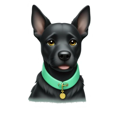Black dog with mint green collar  sticker