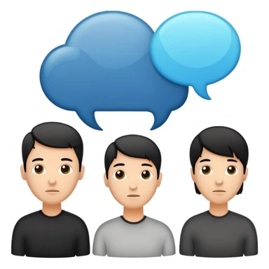 Minimalistic flat vector icon, iOS style, thin black contour on white background. Human head with speech bubble and small group of people silhouettes listening. Clean, no text, no shadows sticker