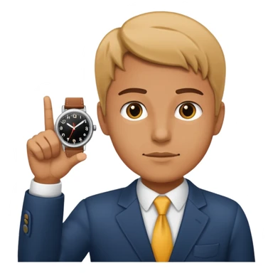 Emoji saying now maybe a watch and ur pointing at it like times up sticker