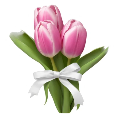 Pink tulips with a white ribbon sticker