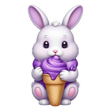 white bunny eating a purple ice cream sticker