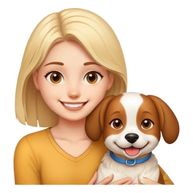 smiling girl with dog sticker