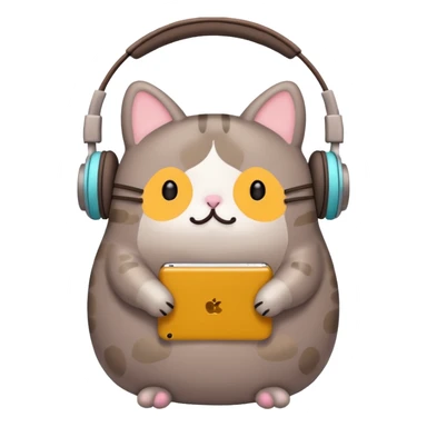 Pusheen with earphones  sticker