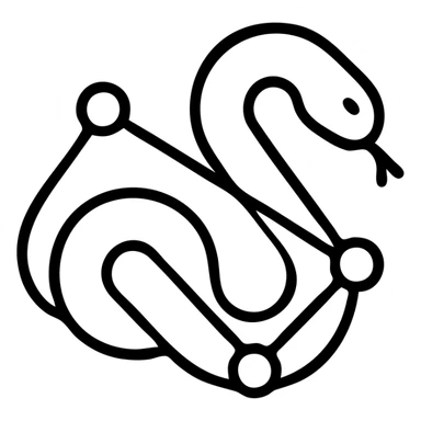 white snake forming a network, stylized as a minimalistic logo sticker