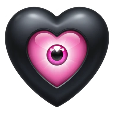 A black heart Gem with a pink eye in the center sticker