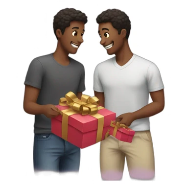 friends exchanging gifts sticker