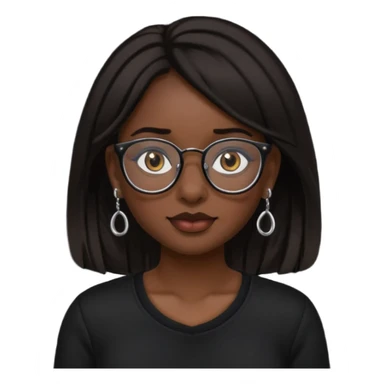 sarah babygirl dark hair and glasses with nose piercing and earrings and black top sticker