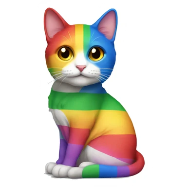 pride flag cat sticker