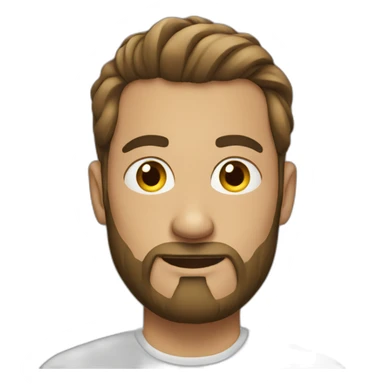 man with a bun and beard at a laptop sticker