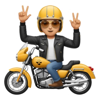 Jul qui fe le signe jul sur une moto sticker