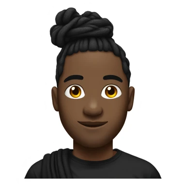 Black man with a dreadlock bun with a under cut with a white and black bandana on his head with black t shirt with no beard sticker