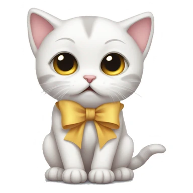 Sad kitten with bow sticker