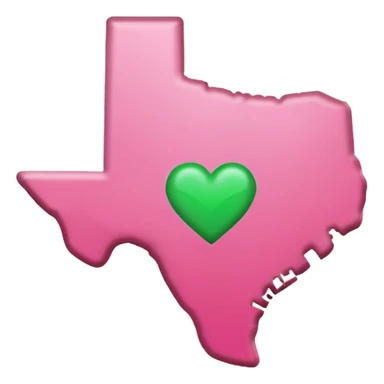 Pink state of Texas with small green heart inside sticker