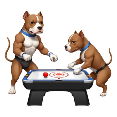 angry pitbulls playing air hockey  sticker