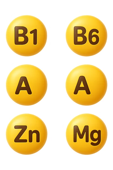 emoji stile iphone in 3d di vitamine del gruppo B, vitamina A, zinco, magnesio, iperrealistico 4k sticker