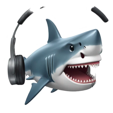 big Shark listening to music  sticker