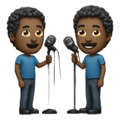 2 white men with microphones sticker