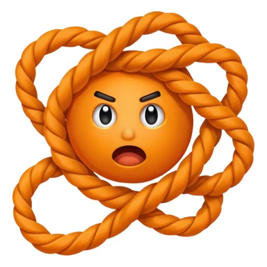 can i have an image of an orange Knotted rope feeling frustrated sticker