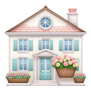 small white house with flower basket in window sticker
