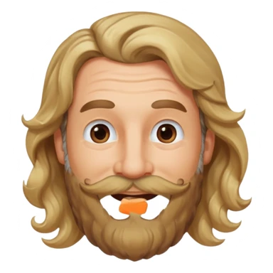 MID AGE MAN WITH LONG BLOND & bROWN WAVY HAIR; AND BROWN & GREY MOUSTACH AND BEARD, HAPPY EYES, ROSEY CHEEKS sticker