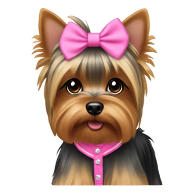 Yorkie wearing pink desss sticker