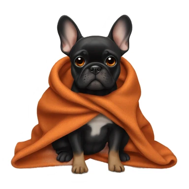 Black and tan frenchie with burnt orange blanket  sticker