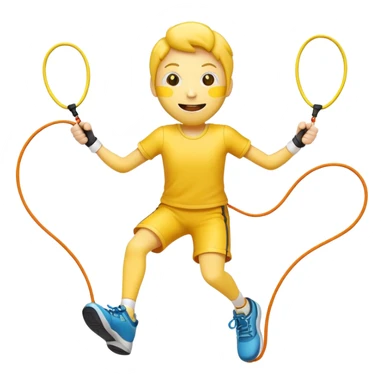 person jumping rope, simple yellow face sticker