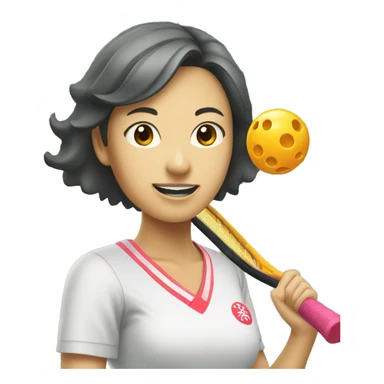 Japanese woman playing pickleball sticker