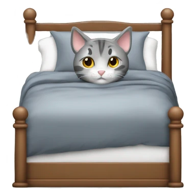 gemütliches Bett mit einer Katze drauf in Grau sticker
