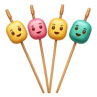Cinematic Realistic Dango Dessert Emoji, showcasing colorful rice dumplings on skewers rendered with lifelike textures and soft, inviting lighting. sticker