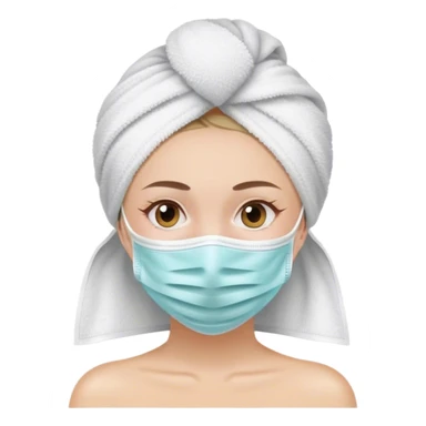a girl with face mask and a towel in her head  sticker