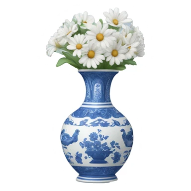 blue white vase  sticker