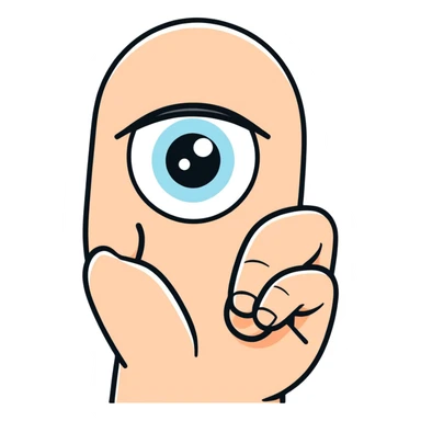 Eye roll with thumbs pointing to the left sticker