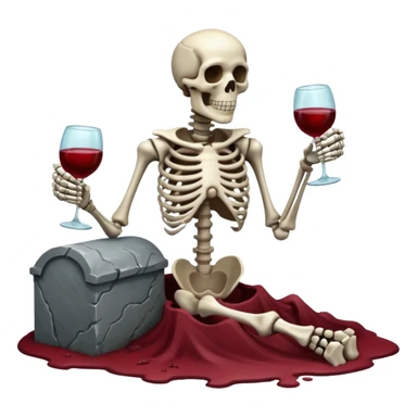 Skeleton coming out of grave with a cup of wine sticker