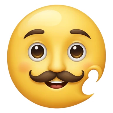 crescent moon with a funny mustache and cute smiling face sticker