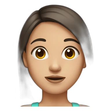 Girl with big forehead and dark brown hair and no eyebrows sticker