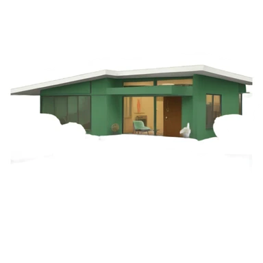 midcentury modern house green sticker
