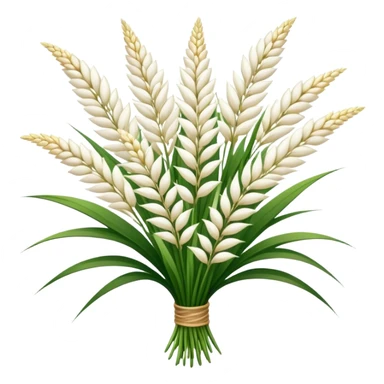 big bouquet white Saccharum Grass flower, stem, leaf sticker
