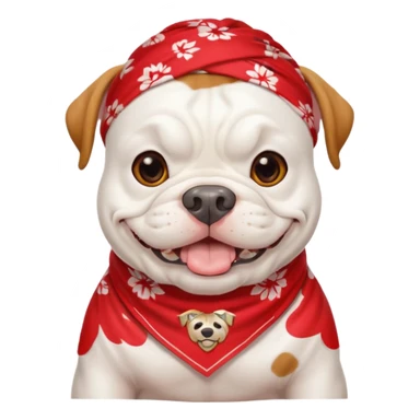 uga white bulldog emoji wearing red bandana smiling sticker