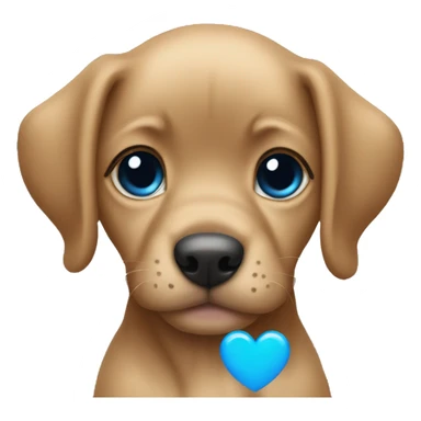 Puppy eyed emoji with blue hearts sticker