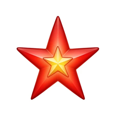 A single red star emoji in cartoon style. The star should be symmetrical, shiny, and have smooth edges. It should glow softly with a red aura. The design should be friendly and emoji-like, with a transparent background. sticker