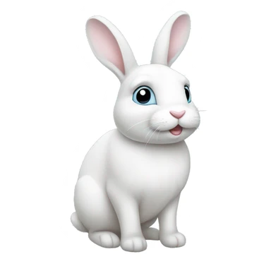 White bunny with a light blue bun sticker