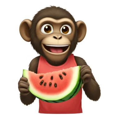 Monkey eating watermelon sticker