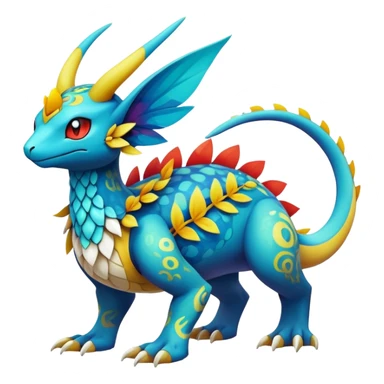 cool exotic fantasy-creature-Fakémon-Pokémon, full body, with markings sticker