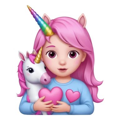 Kalp tutan bebek pembe unicorun sticker