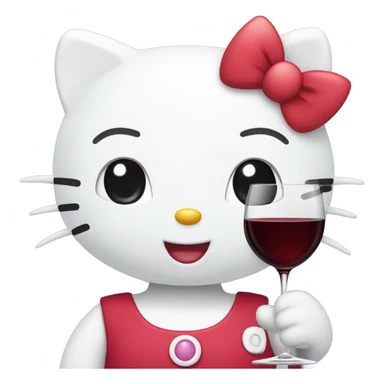 Hello Kitty drinking red wine sticker